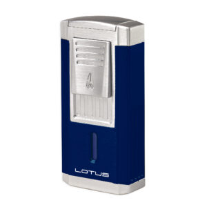 Lotus Duke Triple Flame Lighter With Cutter- Blue and Chrome