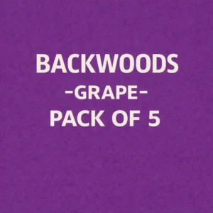 Backwoods Grape cigars pack of five text label on grape background.